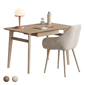 Modern Desk and Chair Combination Desk Chair Decorations Table Lamp Books 3d model