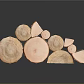 Stacked Natural Wood And Stone Materials With Various Cut Shapes And Textures