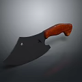 Practical Kitchen Utility Knife With Black Blade And Wooden Handle Design 3d model