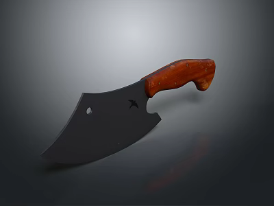 Practical Kitchen Utility Knife With Black Blade And Wooden Handle Design 3d model