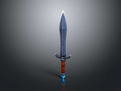 Medieval Decorative Sword With Sharp Metal Blade Red Hilt And Blue Gem Accent 3d model