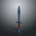 Medieval Decorative Sword With Sharp Metal Blade Red Hilt And Blue Gem Accent