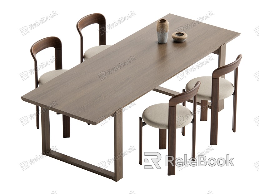 Quiet Wind Dining Table and Chair Log Wind Dining Table and Chair model