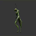 Anthropomorphic Praying Mantis 3D Character Model With Green Exoskeleton And Long Antennae