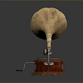 Vintage Gramophone With Decorative Brass Horn And Wooden Base Classic Design