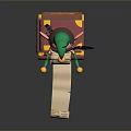 Christmas Elf With Green Hat Sitting On Stacked Books And Unfurled Scroll