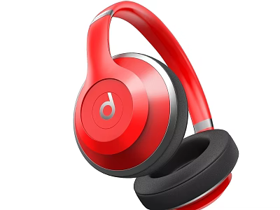 Stylish Red Over Ear Headphones With Black Ear Cups And Comfortable Fit 3d model