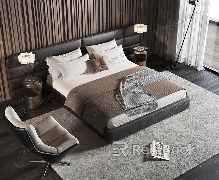 Modern background double bed model