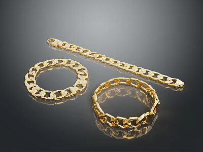 Gold Chain Accessories For Daily Life With Metallic Link Designs And Shiny Finish 3d model