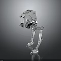 Futuristic Sci Fi Robot Character With Long Legs And Square Metallic Body