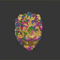 Golden Lion Head Decorative Ornament With Intricate Design For Home Decor