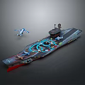 Detailed Model Aircraft Carrier With Airplane On Flight Deck 3d model