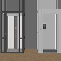 Modern Black and White Elevator Design With Glass Doors And Wooden Floor Interior