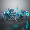 Fantasy Mythical Creature With Blue Green Purple Wings And Reflective Surface