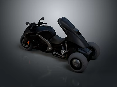 Black Three Wheeled Motorcycle Modern Sleek Design With Comfortable Seat And Wheels 3d model