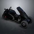 Black Three Wheeled Motorcycle Modern Sleek Design With Comfortable Seat And Wheels