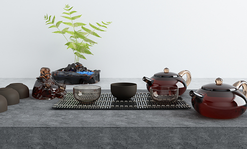 New Chinese Tea Set Tea Set 3d model