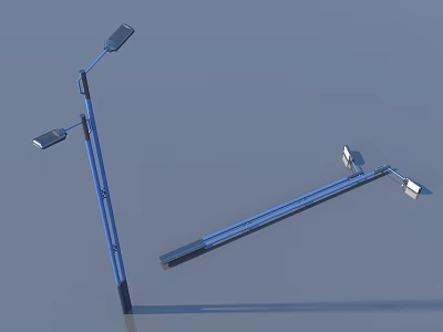 Blue Outdoor Street Lights With Modern Design And Two Lamp Heads 3d model