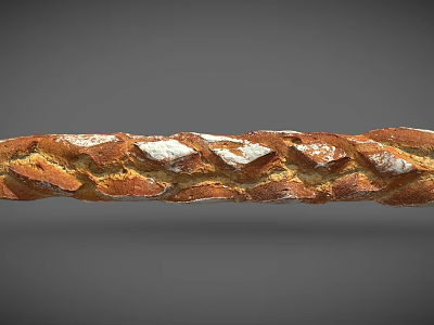 Freshly Baked Traditional French Baguette With Crusty Surface Braided Pattern And Flour Dusting 3d model