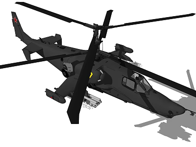 Black Military Attack Helicopter With Weapons And Rotors Design 3d model