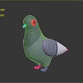 3D Pigeon Character Model With Blue Body Orange Eyes Orange Feet And White Wings