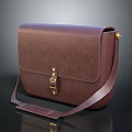 Brown Leather Bag With Metal Buckle And Adjustable Shoulder Strap
