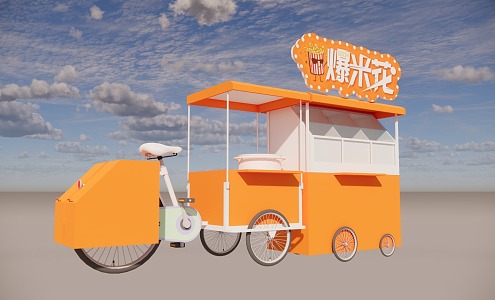 Mobile dining car popcorn 3d model