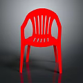 Durable Red Plastic Chair With Armrests And Slatted Back Design