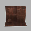 Rusted Copper Square Tiles Wall With Metallic Spherical Decorative Object