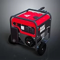 Portable Generator Featuring Red Casing Black Frame Wheels And Control Panel 3d model