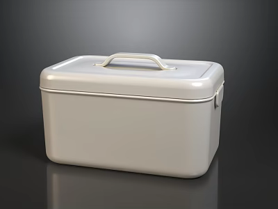 Glossy Light White Metal Storage Box With Top Handle For Practical Household Daily Organization 3d model