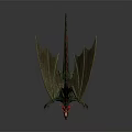 3D Dragon Model With Detailed Wings Golden Edges Green Body And Red Accents