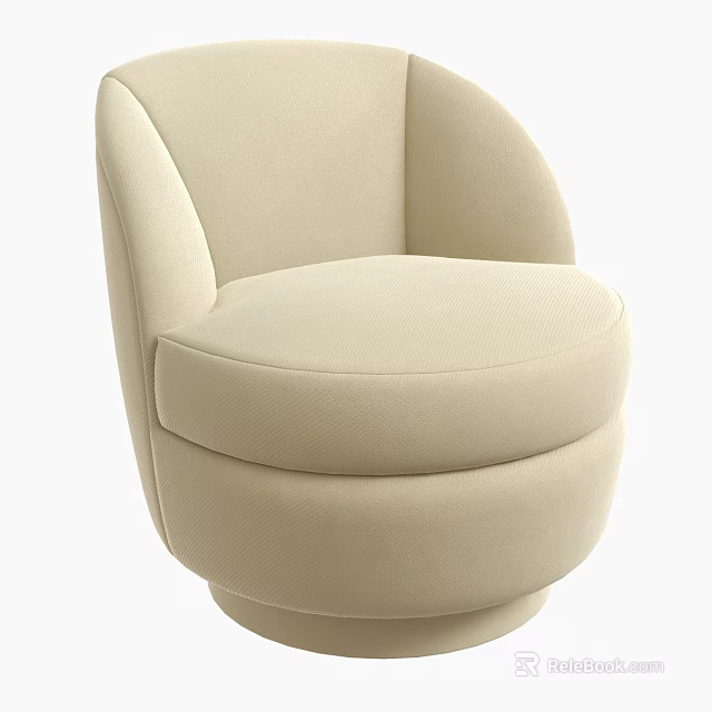 Modern Beige Single Sofa With Elegant Curved Design And Padded Seat 3d model