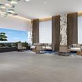 Modern Hotel Lobby Interior With Decorative Ceiling And Marble Reception Counter 3d model
