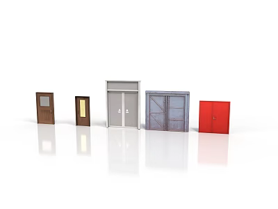 Different Colored Doors With Various Styles Including Single And Double Designs 3d model