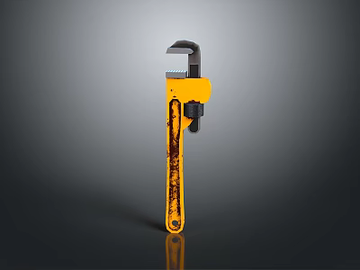 Yellow Adjustable Wrench Rustic Design Heavy Duty Hardware Tool For Home Repairs 3d model