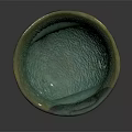 Green Crackled Glass Cup With Gold Rim And Smooth Interior Surface