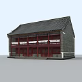 Ancient Chinese Architecture With Black Tiled Roof Red Wooden Windows And Gray Brick Walls