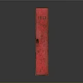 Red Vintage Cabinet with Textured Surface and Wooden Structure as Storage Furniture