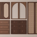 Mid-ancient style wardrobe door combination door panel wardrobe door 3d model