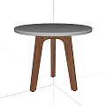 Modern Simple Round Coffee Table with Gray Tabletop and Wooden Legs 3d model