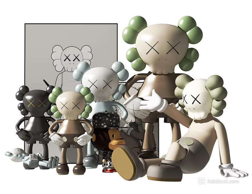 Cartoon Style Artistic Dolls Collection With Colorful Designs And Various Poses 3d model 
