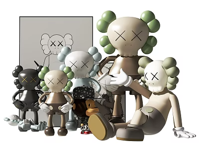 Cartoon Style Artistic Dolls Collection With Colorful Designs And Various Poses 3d model