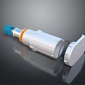Cylindrical Industrial Equipment With Blue Connector Orange Ring White Body And Detachable Cover