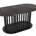 Modern Entryway Console Table with Marble Top and Black Metal Legs