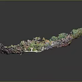 Architectural Model of Residential Buildings with Green Landscape and Surrounding Vegetation