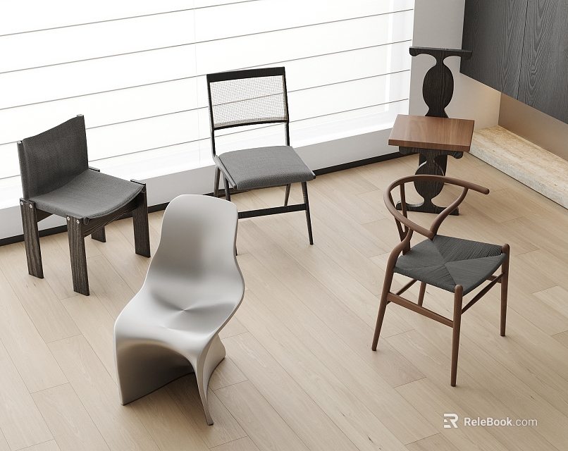 Modern Single Chair Designs With Wooden Metal Frames And Ergonomic Comfortable Seats 3d model 