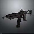 Modern Black Tactical Submachine Gun With Combat Design And Tactical Rail Barrel Grip Stock