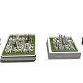 Detailed Commercial Equipment For Displaying Architectural City Models With Green Spaces In Tray Containers