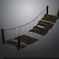Rustic Suspension Bridge With Wooden Planks Ropes And Support Posts
